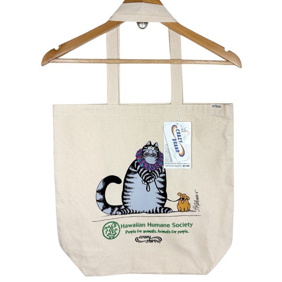 crazy shirts Handbags - Crazy Shirts Kilban Cat Lei Hawaiian Humane Society Tote Bag Canvas Beige NEW